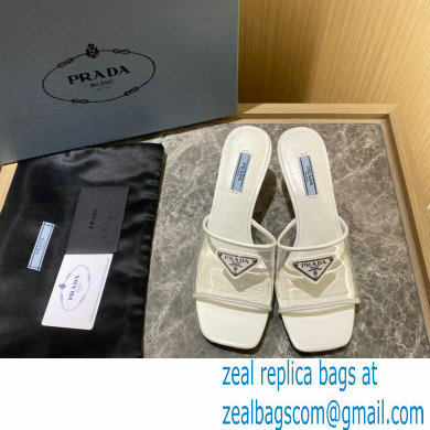 Prada Heel 6.5cm Plexiglas and patent leather sandals white 2022
