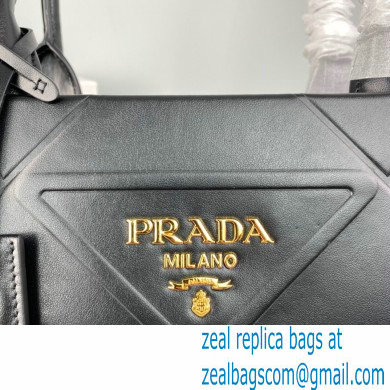 Prada Large leather Symbole bag with topstitching 1BA377 Black 2023