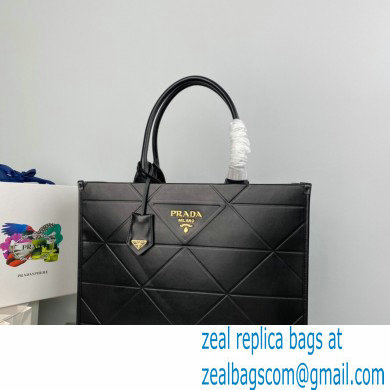 Prada Large leather Symbole bag with topstitching 1BA377 Black 2023 - Click Image to Close