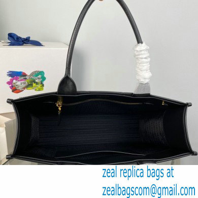 Prada Large leather Symbole bag with topstitching 1BA377 Black 2023