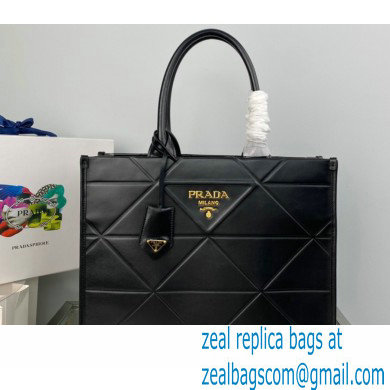 Prada Medium leather Symbole bag with topstitching 1BA378 Black 2023 - Click Image to Close