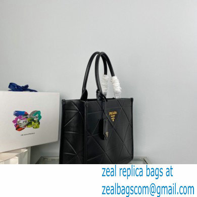 Prada Medium leather Symbole bag with topstitching 1BA378 Black 2023
