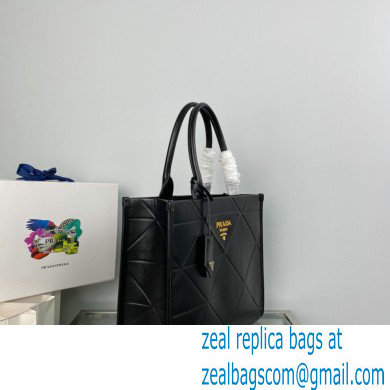 Prada Medium leather Symbole bag with topstitching 1BA378 Black 2023 - Click Image to Close