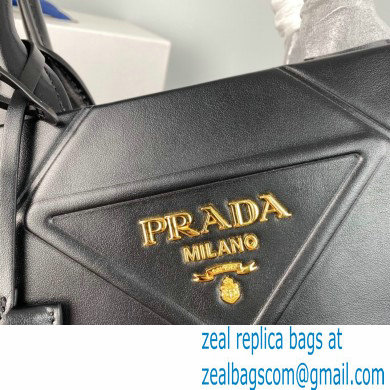 Prada Medium leather Symbole bag with topstitching 1BA378 Black 2023