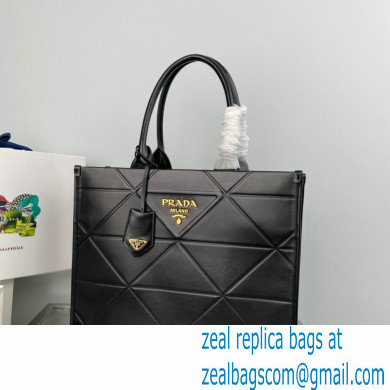 Prada Medium leather Symbole bag with topstitching 1BA378 Black 2023