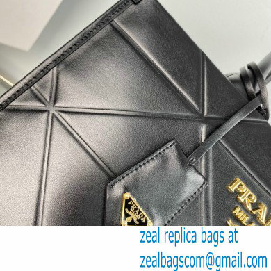 Prada Medium leather Symbole bag with topstitching 1BA378 Black 2023 - Click Image to Close