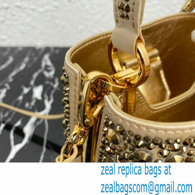 Prada Panier Satin bag with Crystals 1BA373 Gold 2023