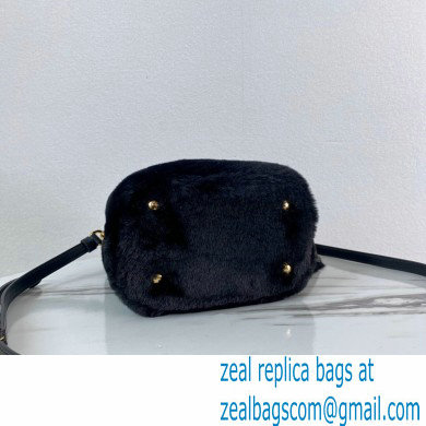 Prada Panier Shearling Mini bag 1BA373 Black 2023