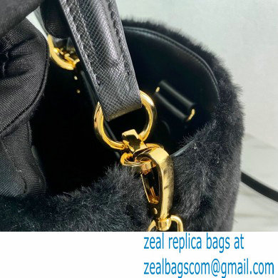 Prada Panier Shearling Mini bag 1BA373 Black 2023 - Click Image to Close