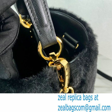 Prada Panier Shearling Mini bag 1BA373 Black 2023