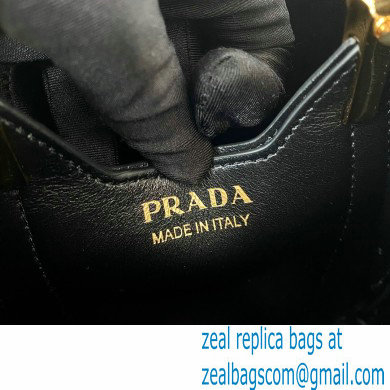 Prada Panier Shearling Mini bag 1BA373 Black 2023 - Click Image to Close