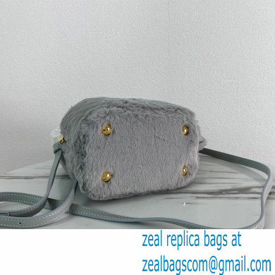 Prada Panier Shearling Mini bag 1BA373 Gray 2023 - Click Image to Close