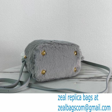 Prada Panier Shearling Mini bag 1BA373 Gray 2023