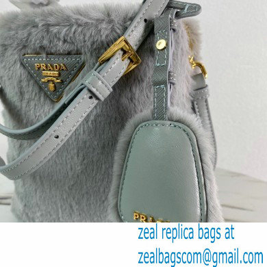 Prada Panier Shearling Mini bag 1BA373 Gray 2023 - Click Image to Close