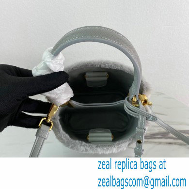 Prada Panier Shearling Mini bag 1BA373 Gray 2023 - Click Image to Close