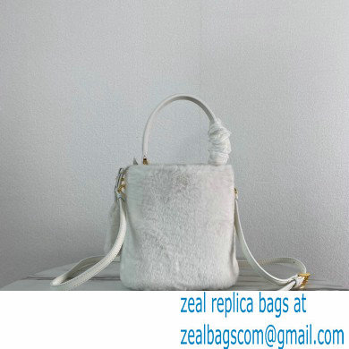 Prada Panier Shearling Mini bag 1BA373 White 2023