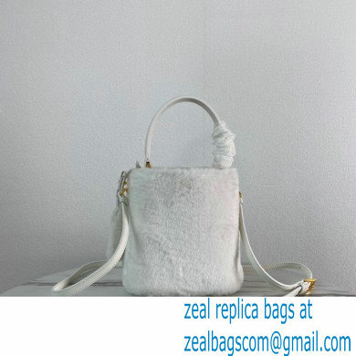 Prada Panier Shearling Mini bag 1BA373 White 2023 - Click Image to Close