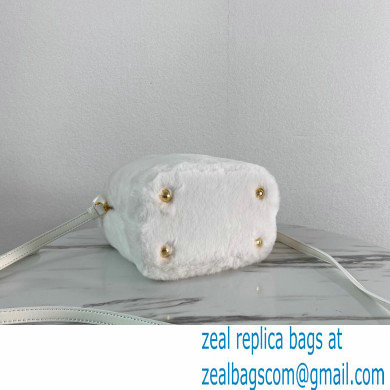 Prada Panier Shearling Mini bag 1BA373 White 2023