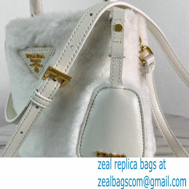 Prada Panier Shearling Mini bag 1BA373 White 2023 - Click Image to Close