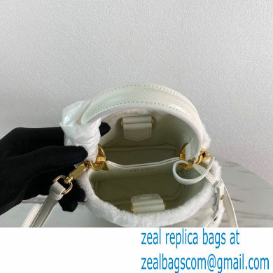 Prada Panier Shearling Mini bag 1BA373 White 2023