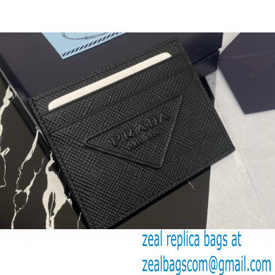 Prada Saffiano leather card holder 2MC223 Embossed triangle logo Black 2023