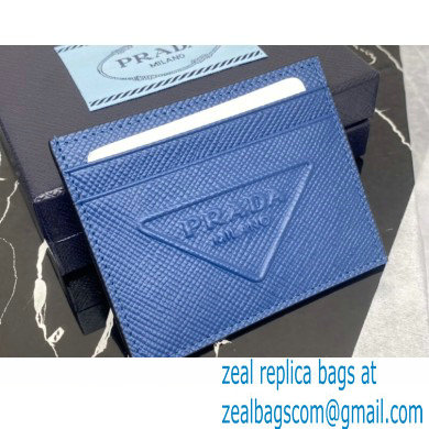 Prada Saffiano leather card holder 2MC223 Embossed triangle logo Blue 2023