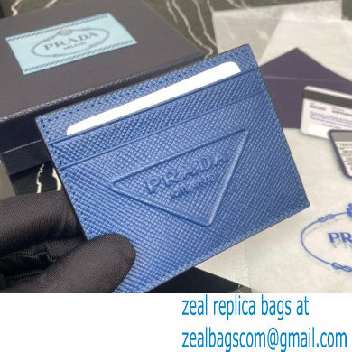 Prada Saffiano leather card holder 2MC223 Embossed triangle logo Blue 2023