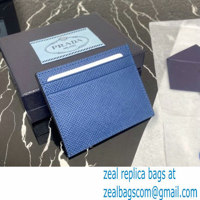 Prada Saffiano leather card holder 2MC223 Embossed triangle logo Blue 2023 - Click Image to Close