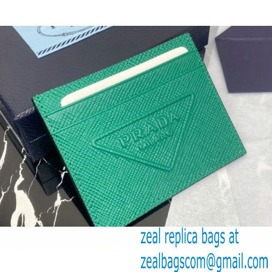 Prada Saffiano leather card holder 2MC223 Embossed triangle logo Green 2023