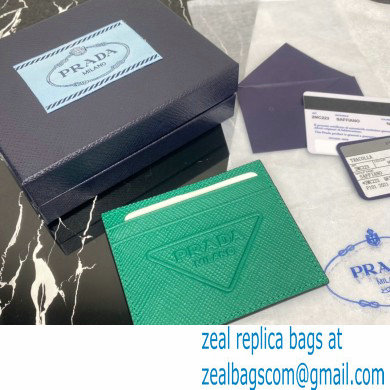 Prada Saffiano leather card holder 2MC223 Embossed triangle logo Green 2023