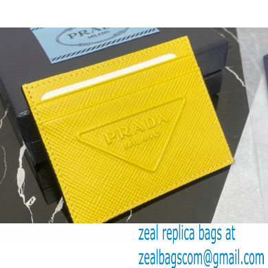 Prada Saffiano leather card holder 2MC223 Embossed triangle logo Yellow 2023