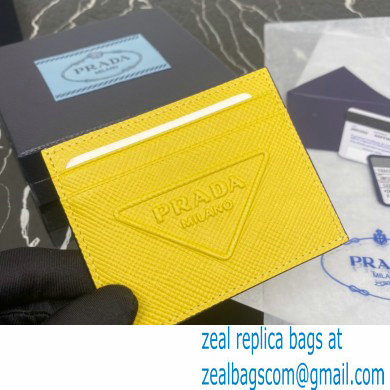 Prada Saffiano leather card holder 2MC223 Embossed triangle logo Yellow 2023