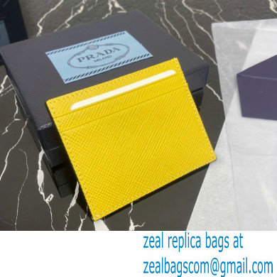 Prada Saffiano leather card holder 2MC223 Embossed triangle logo Yellow 2023