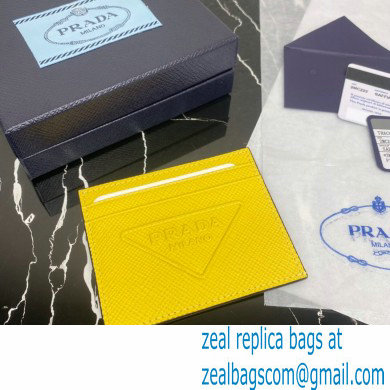 Prada Saffiano leather card holder 2MC223 Embossed triangle logo Yellow 2023