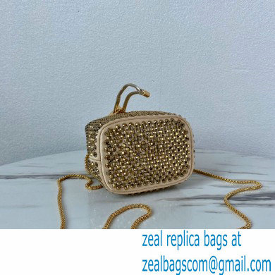 Prada Satin Mini Bucket bag with Crystals 1BD016 Gold 2023