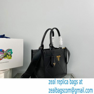 Prada Small leather Symbole bag with topstitching 1BA379 Black 2023