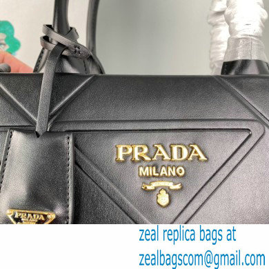 Prada Small leather Symbole bag with topstitching 1BA379 Black 2023