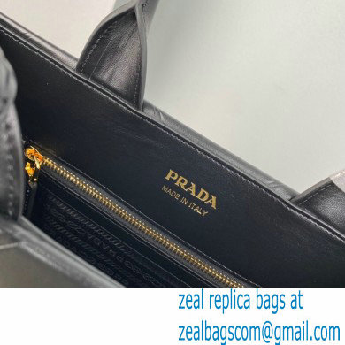 Prada Small leather Symbole bag with topstitching 1BA379 Black 2023