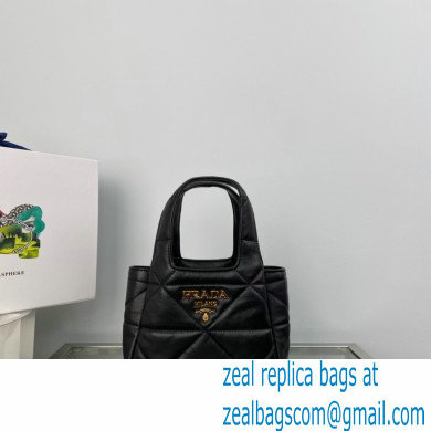 Prada Small nappa-leather tote bag with topstitching 1BG451 Black 2023 - Click Image to Close