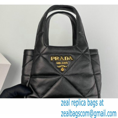 Prada Small nappa-leather tote bag with topstitching 1BG451 Black 2023 - Click Image to Close