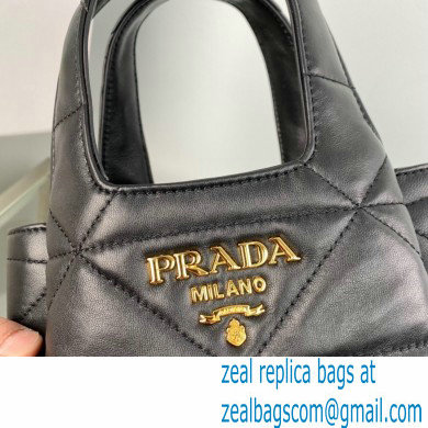 Prada Small nappa-leather tote bag with topstitching 1BG451 Black 2023 - Click Image to Close