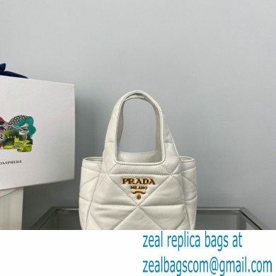 Prada Small nappa-leather tote bag with topstitching 1BG451 White 2023