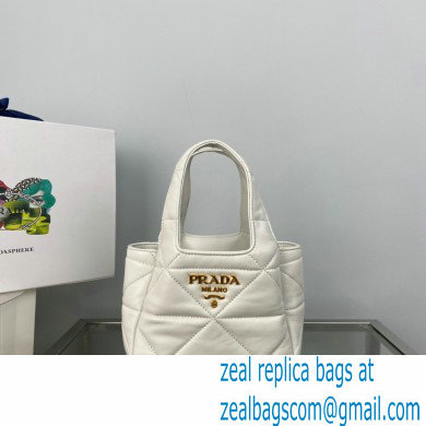 Prada Small nappa-leather tote bag with topstitching 1BG451 White 2023 - Click Image to Close