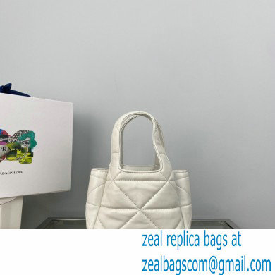 Prada Small nappa-leather tote bag with topstitching 1BG451 White 2023