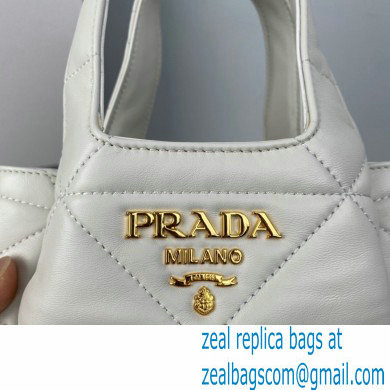 Prada Small nappa-leather tote bag with topstitching 1BG451 White 2023 - Click Image to Close