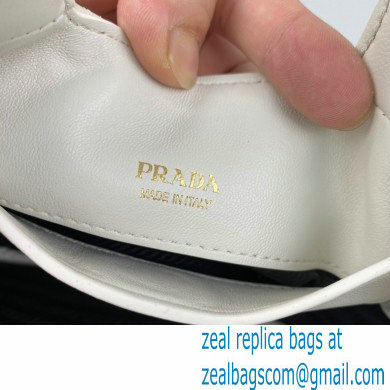 Prada Small nappa-leather tote bag with topstitching 1BG451 White 2023