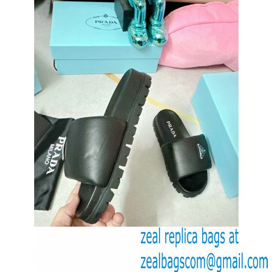 Prada Soft padded nappa leather slides 1XX648 Black 2023