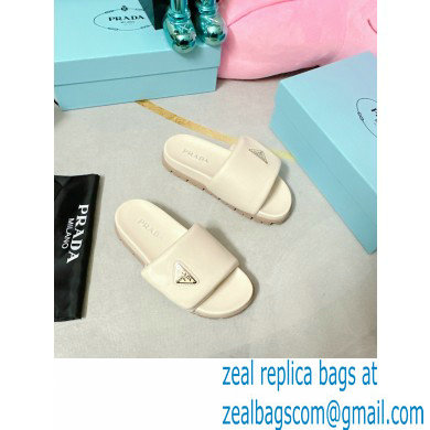 Prada Soft padded nappa leather slides 1XX648 Creamy 2023