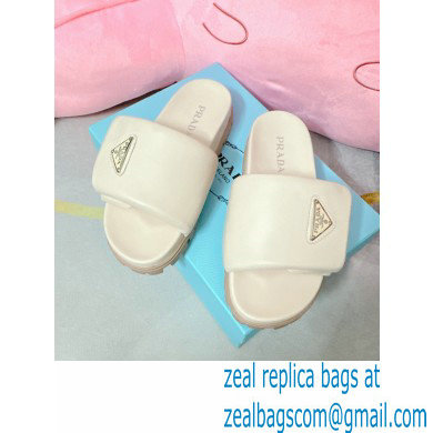 Prada Soft padded nappa leather slides 1XX648 Creamy 2023