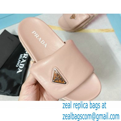 Prada Soft padded nappa leather slides 1XX648 Nude 2023